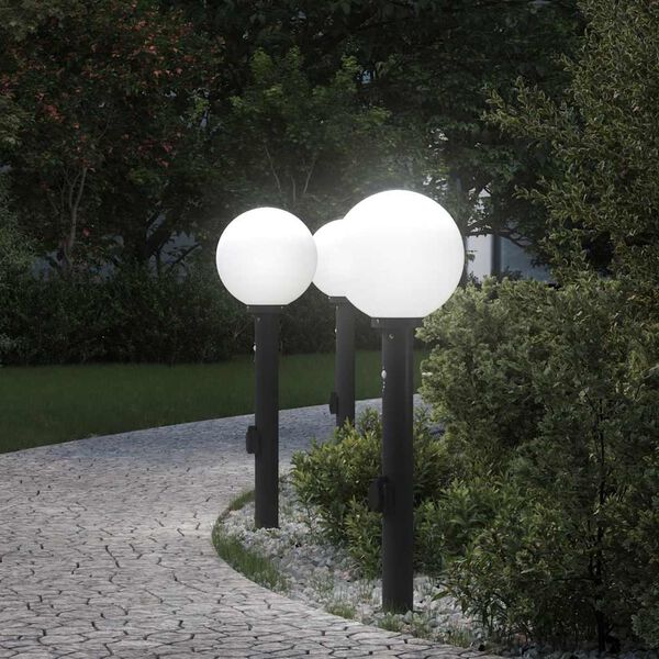 vidaXL Bolderverlichting met sensor en stopcontact 3 stuks 80 cm zwart IP44