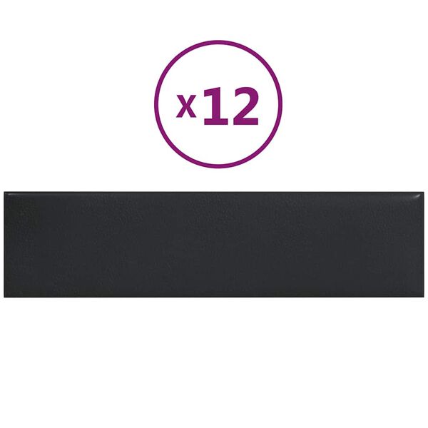 vidaXL Wandpanelen 12 st 1,08 m&sup2; 60x15 cm kunstleer zwart
