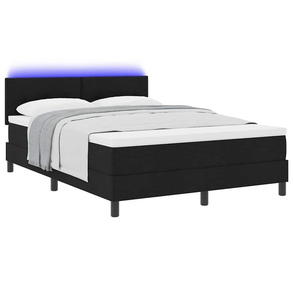 vidaXL Boxspring bed met matras met LED Zwart 140 x 190 cm Stof