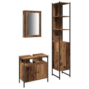 vidaXL Badkamermeubelset met plank 3 pcs Oud hout Bewerkt hout