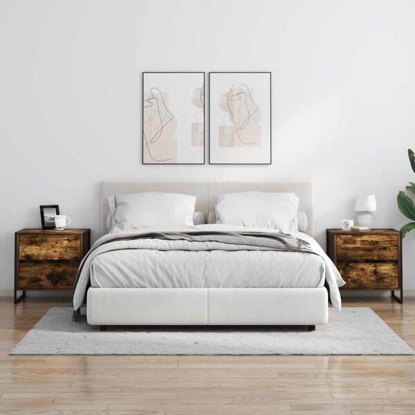 vidaXL Nachtkastje met lade Rook Eik 50 x 39,5 x 50 cm Bewerkt hout