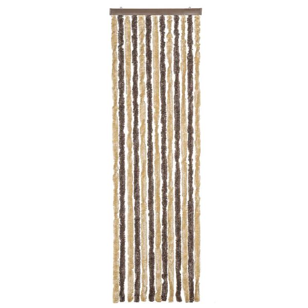 vidaXL Vliegengordijn 56x200 cm chenille donkerbruin en beige