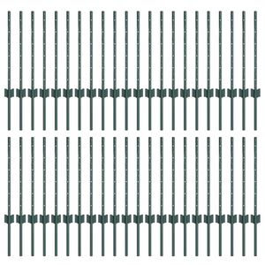 vidaXL Afrasteringspaal 44 pcs Groen 100 cm Staal