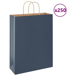 vidaXL Papieren zakken 250 st met hengsels 32x12x42 cm blauw