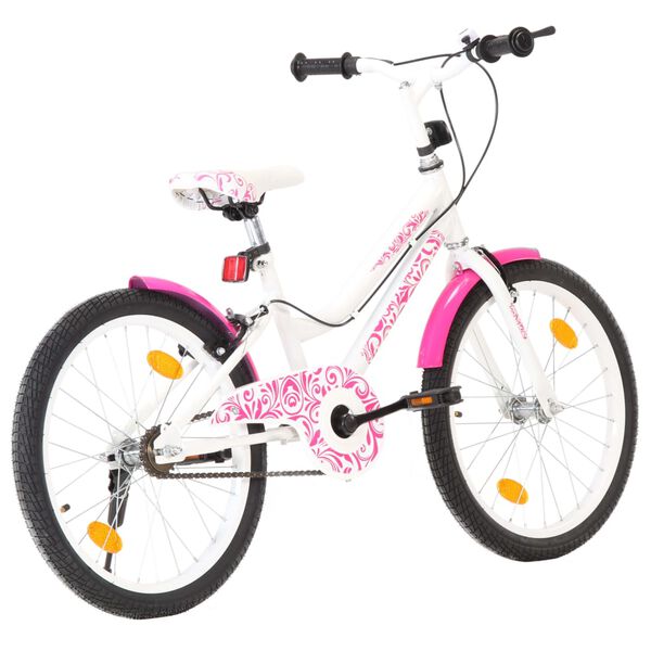 vidaXL Kinderfiets 20 inch roze en wit