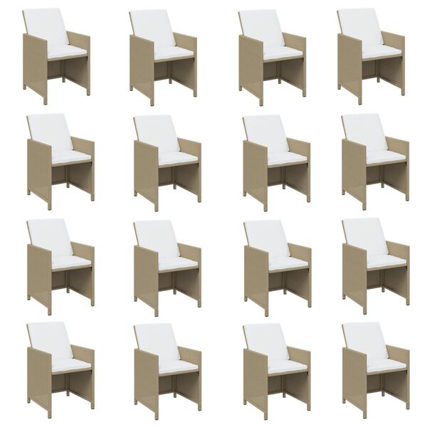 vidaXL 17-delige Tuinset met kussens poly rattan beige