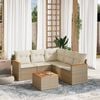vidaXL 6-delige Loungeset met kussens poly rattan beige