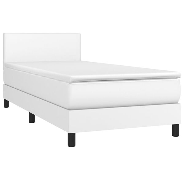 vidaXL Boxspring met matras en LED kunstleer wit 90x200 cm