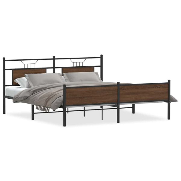 vidaXL Bedframe zonder matras metaal bruin eikenkleurig 160x200 cm