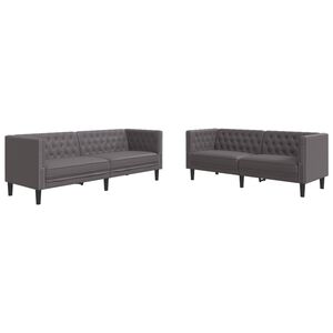 vidaXL 2-delige Loungeset Chesterfield-stijl kunstleer grijs