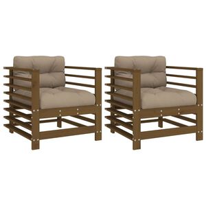 vidaXL Tuinstoelen 2 st met kussens massief grenenhout honingbruin