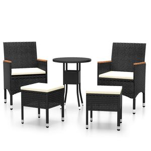vidaXL 5-delige Loungeset poly rattan zwart
