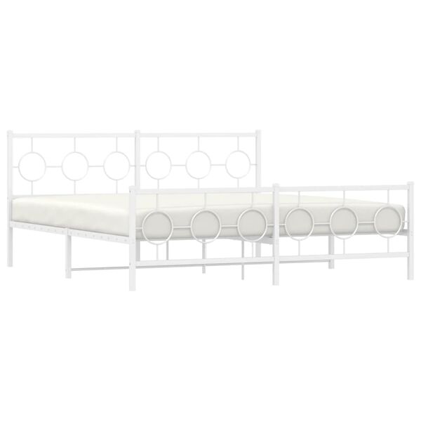 vidaXL Bedframe met hoofd- en voeteneinde metaal wit 183x213 cm