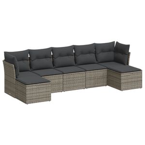 vidaXL 7-delige Loungeset met kussens poly rattan grijs