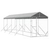 vidaXL Hondenkennel met dak 2x10x2,5 m gegalvaniseerd staal zilver