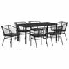 vidaXL Tuin eettafelset 7 pcs Zwart poly rattan