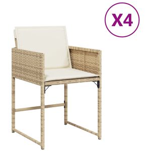 vidaXL Tuinstoelen 4 st met kussens poly rattan beige