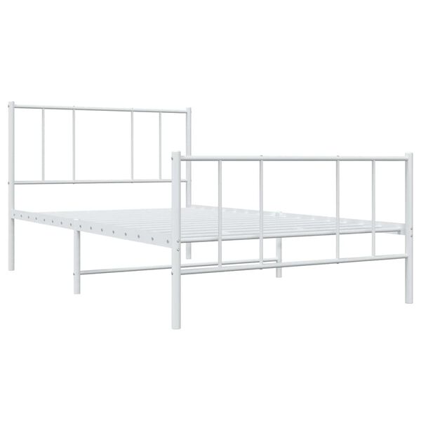 vidaXL Bedframe met hoofd- en voeteneinde metaal wit 90x200 cm