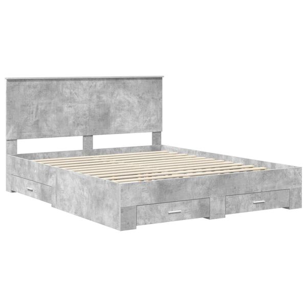 vidaXL Bedframe met hoofdeinde Beton Grijs 160 x 200 cm Bewerkt hout