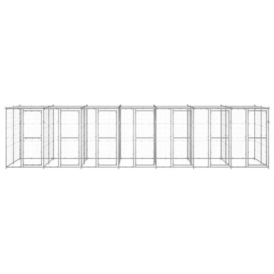 vidaXL Hondenkennel met dak 16,94 m² gegalvaniseerd staal