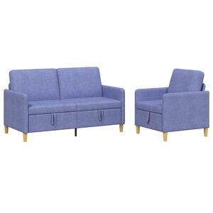 vidaXL Bankenset met opbergruimte 2 st Jeans Blauw Polyester