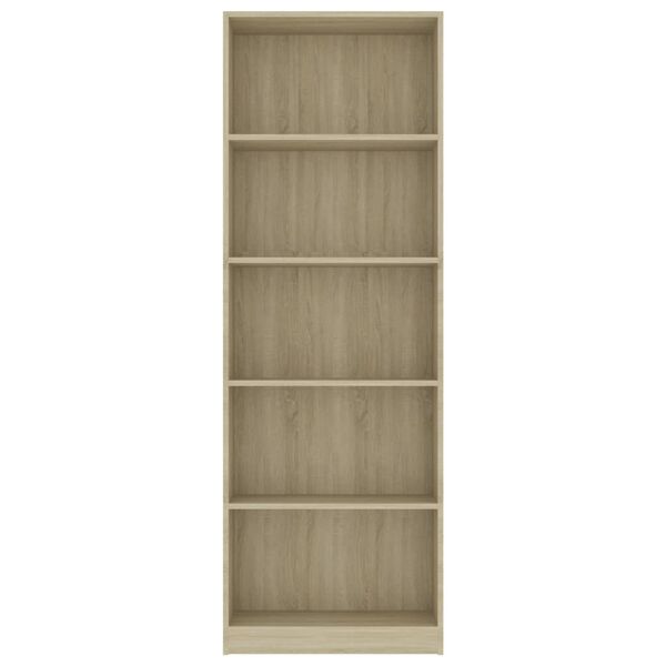 vidaXL Boekenkast met 5 schappen 60x24x175 cm bewerkt hout sonoma eik
