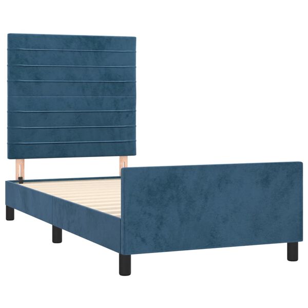 vidaXL Bedframe zonder matras 90x190 cm fluweel donkerblauw
