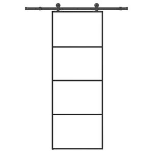 vidaXL Schuifdeur met beslag 76x205 cm ESG-glas en aluminium