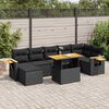 vidaXL 8-delige Loungeset met kussens poly rattan acacia zwart