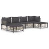 vidaXL 6-delige Loungeset met kussens poly rattan antracietkleurig