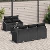 vidaXL Bankstel met kussen met kussen 6 pcs Zwart poly rattan