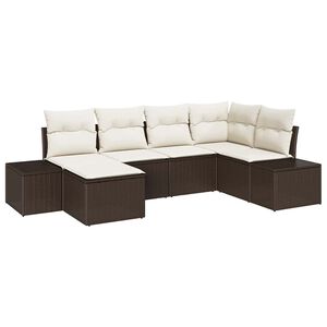 vidaXL Tuin Sofa Set met kussen 6 pcs Bruin en Cr&egrave;me poly rattan