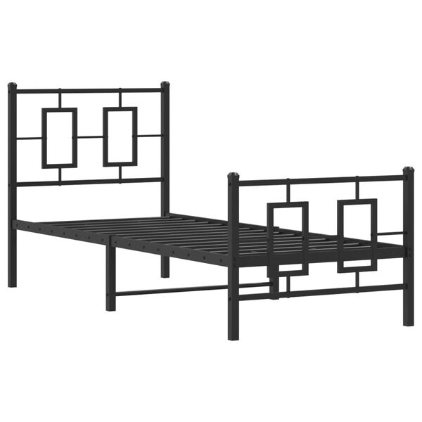 vidaXL Bedframe met hoofd- en voeteneinde metaal zwart 75x190 cm