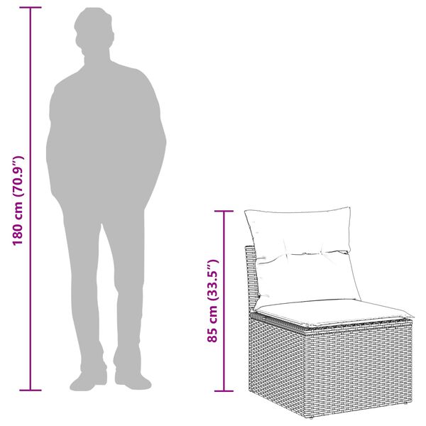 vidaXL Tuin Sofa Set met kussen met opslag met kussen 12 pcs Zwart