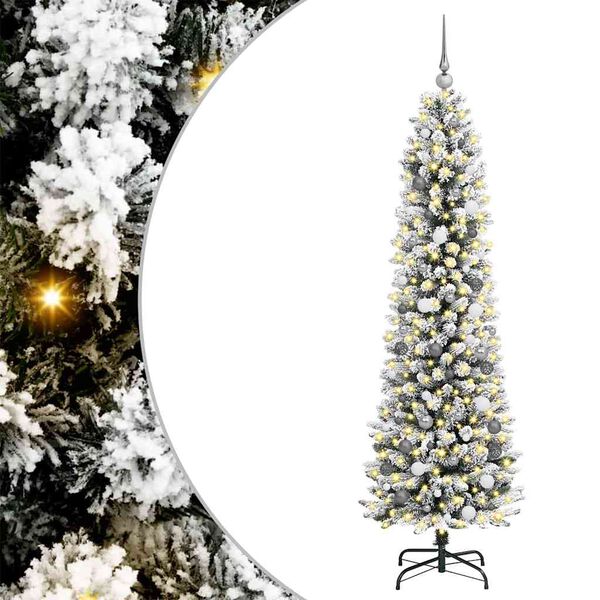 vidaXL Kunstkerstboom met 300 LED Wit 210 cm PVC en Metaal en Plastic