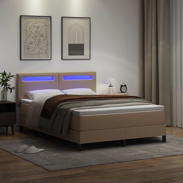 vidaXL Boxspringbed met matras Cappuccino 140 x 190 cm Kunstleer