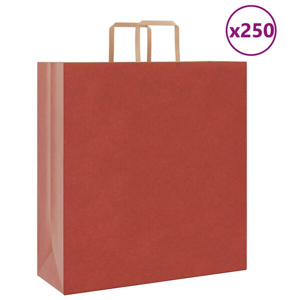 vidaXL Papieren zakken 250 st met hengsels 45x17x48 cm rood