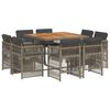 vidaXL 9-delige Tuinset met kussens poly rattan grijs
