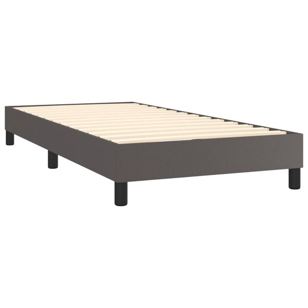 vidaXL Boxspring met matras kunstleer grijs 100x200 cm