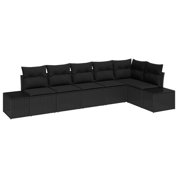 vidaXL Tuin Sofa Set met kussen 6 pcs Zwart poly rattan