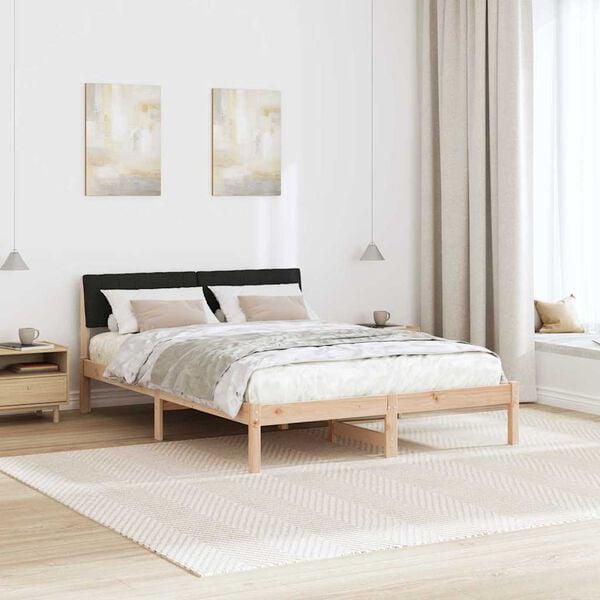 vidaXL Bedframe Bruin en zwart 140 x 190 cm Massief grenenhout
