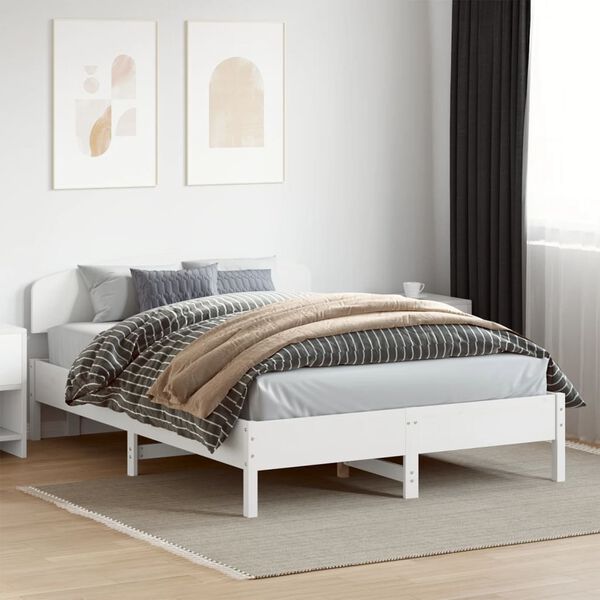 vidaXL Bedframe zonder matras massief grenenhout wit 150x200 cm