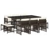 vidaXL 11-delige Tuinset met kussens poly rattan bruin