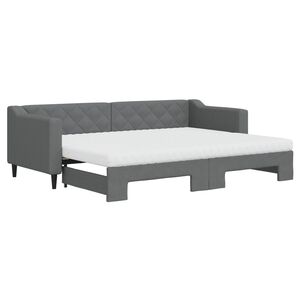 vidaXL Slaapbank onderschuifbed matrassen 80x200 cm stof donkergrijs