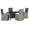 vidaXL Tuin eettafelset met kussen 5 pcs Grijs poly rattan