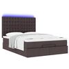 vidaXL Ottoman bed met matras en LED's 140x200cm stof donkerbruin