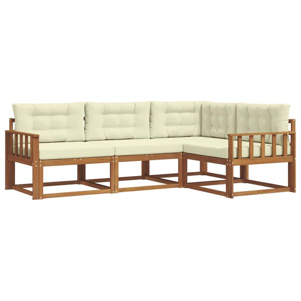 vidaXL Buiten bankenset met kussen 4 pcs Natuurlijk en Cr&egrave;me
