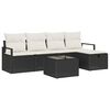 vidaXL Bankstel met kussen met opslag 6 pcs Zwart en Cr&egrave;me poly rattan