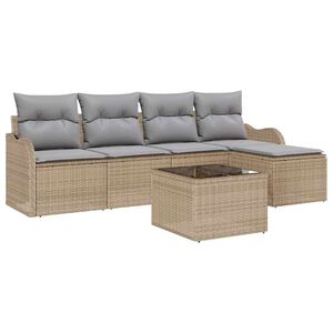 vidaXL Tuin Sofa Set Beige poly rattan