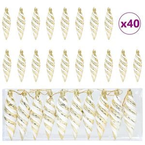 vidaXL Kerst Spiralvorm Bal 40 st Goud 3 x 11 cm Kunststof